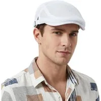 LuxusKollektion Schiebermütze Schirmmütze Flatcap Schiebermütze Baskenmütze Mesh Herren M-L Weiß