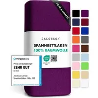 Jacobson Spannbettlaken BOXSPRING & ÜBERLÄNGE aus 100% Baumwolle, für hohe & lange Matratzen, Jersey Bettlaken 160 g/m²
