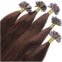 hair2heart Echthaar-Extension Premium Remy Bonding Extensions #4/77 Mittelbraun Intensiv 40cm