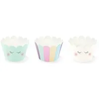 partydeco Muffinform, Muffin Förmchen Einhorn 5x7,5x5cm Papier weiß türkis bunt 6er Set