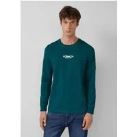 s.Oliver Langarmshirt T-Shirt Longsleeve aus Baumwolle mit Rippbündchen und Logo