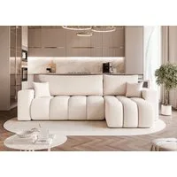yourhouse24 Ecksofa OFI L (248 cm) – Tiefe Steppung, Trend-Bouclé & Schlaffunktion, Seite universal