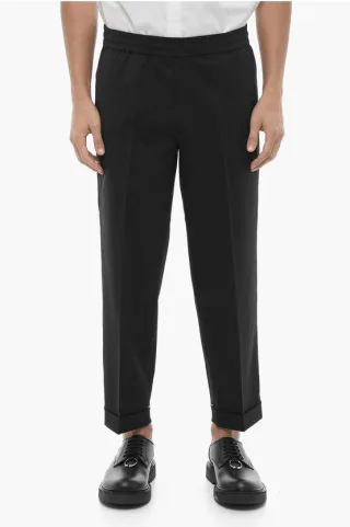 Pantaloni REM Slim Fit a Vita Bassa con Elastico in Vita in Schwarz