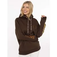 Zwillingsherz Hoodie "SMILE & LAUGH" Print am Arm und Brust, Kapuze mit bedruckter Kordel, Kängurutasche