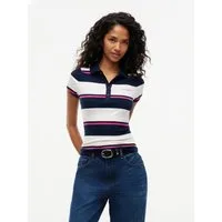 Tommy Jeans Poloshirt TJW SLIM SCRIPT RIB SS POLO Baumwollmischung, slim fit, figurbetont, in gerippter Struktur