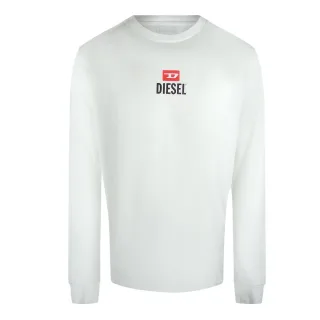 Diesel - Weißes Langarm-t-shirt Mit Neuem D-logo