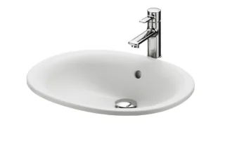 TOTO Einbauwaschtisch 53 cm rund, ohne Hahnloch, mit Überlauf, 530 x 450 x 117 mm, Keramikoberfläche LW762Y