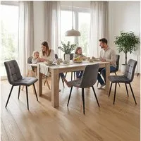 Homestyle4u Esstisch 80x135 Esszimmertisch Holztisch Küchentisch Eiche Grau modern kompakt, Eichenoptik, kompakt, robust
