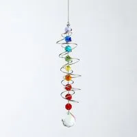 MOPUEA Windspiel 3D Windspiel aus Edelstahl Kristall Sonnenfänger mit Spiralschwanz (3D-Effekt Windspiel für Fenster Garten Balkon, mit Spiraleffekt, 1 St), Regenbogen Deko Hängend Innen Außen, 45 cm