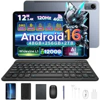 POCKAM P12Pro tablet 12 zoll 4G SIM Android 16 Tablet mit Tastatur 12000mAh Tablet (12", Android 16, Wifi, Unisoc T7300 Octa-Core, 13MP+8MP, Face ID, 4G LTE, 12GB+256GB/2TB)
