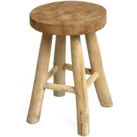 LebensWohnArt Sitzhocker Teak Hocker KANSAS Natural 45cm Beistelltisch Sitzhocker