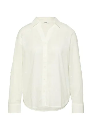 s.Oliver Red Label - Locker geschnittene Hemdbluse mit gesticktem Punktemuster weiß - Gr. - 46