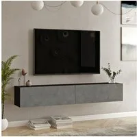 en.casa TV-Schrank »Lapinlahti« 180x31,5x29,5cm Schwarz/Betonoptik