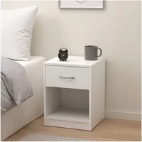 HTI-Living Nachtschrank Nachtschrank mit 1 Schublade Nina Weiß (Stück, 1-St., 1 Nachtschrank) Nachttisch Nachtkommode Nachtkonsole
