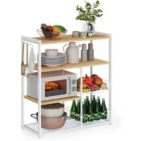 VASAGLE Küchenregal Standregal, Bäckerregal, Mikrowellenregal, 2 Metallkörben, Haken und Regalablagen, 35 x 80 x 93,5/95 cm