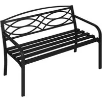 Woltu Gartenbank (1-St), Sitzbank Outdoor, Metall wetterfest, 127x83x59,5 cm, Schwarz