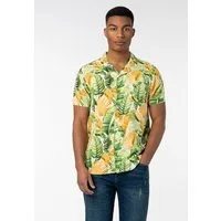 Urban Surface Kurzarmhemd Herren Freizeithemd Allover-Print Tropical Flowers Freizeithemd, Kentkragen, Brusttasche