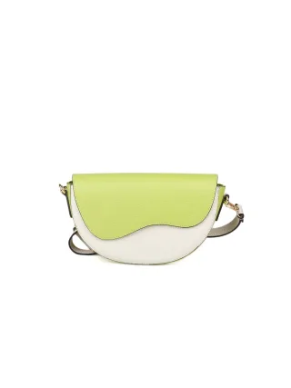 Giulia Monti Schultertasche Grasgrün Hellbeige
