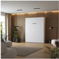 HeimLiving Schrankbett M1 140/160/180x200cm Vertikal Weiß mit Gasdruckfedern