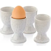SÄNGER Eierbecher Korfu, (Set, 4-tlg., 4x Eierbecher), aus Steingut, Creme Farben mit sandiger Maserung