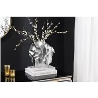 riess-ambiente Dekovase LIQUID 30cm silber · Blumenvase aus Metall für Wohn- & Schlafzimmer (Einzelartikel, 1 St), Tischdeko · handmade · Hammerschlag Design · Accessoire