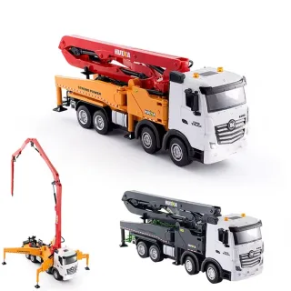 HuiNa Toys 1381 RTR 1/18 2.4G 11CH RC Car Alloy Concrete Cement Pump Truck One-Button Water Spray LED Light SoundEngin