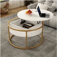 Vicco Couchtisch Marlo, Weiß/Gold, 77 x 77 cm (1-St)