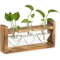 TUWENA Dekovase Vintage Kleine Vasen, Blumenvase Glasvase mit Holzständer (3 St)