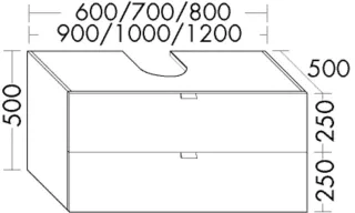 Burgbad Waschtischunterschrank rc40 System PG2 500x600x500 Weiß Ultramatt, WWNG060F5774 WWNG060F5774