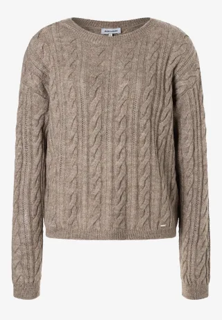 MORE & MORE - Zopfpullover braun - Gr. - 36