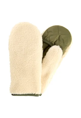 camel active - Teddy Handschuhe in einem Materialmix milk white - Gr. - S