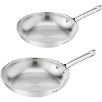 Tefal Pfannen-Set Duetto On, Edelstahl (Set, 2-tlg), 24/28 cm, unversiegelt, Induktion, genieteter Griff, backofengeeignet