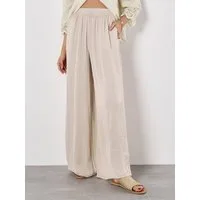 Apricot Palazzohose Weite Hose aus strukturiertem Satin