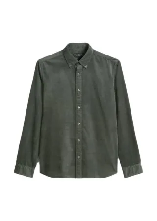 Marc OPolo Casual - Cord-Hemd mit Button-Down-Kragen grün - Gr. - L