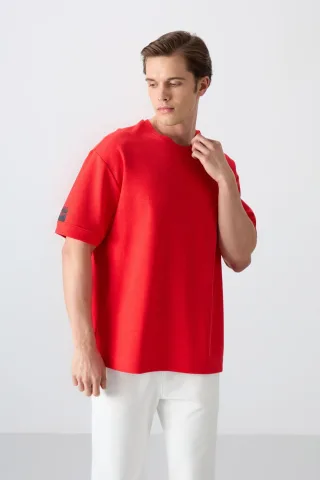 Herren Oversized Crew-Neck T-Shirt mit Patch