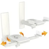 RICOO Lautsprecher-Wandhalterung Lautsprecher Wandhalterung schwenkbar unviersal Halterung LH023-W, (Set 2 Stk. Box Speaker Halter weiss, 2-tlg., 2x universal Wandhalter für Lautsprecher Boxen schwenkbar neigbar, max. 25 Kg. Lautsprecher von 155mm bi