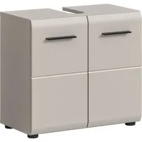 welltime Waschbeckenunterschrank FLORENZ, Breite 60cm, inkl. Siphonausschnitt, mit Türen oder Schüben (1-St., TOPSELLER) hochwertige MDF Front, Griff schwarz, Badschrank, Bad