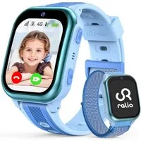 Ralio R5 Plus 4G Smartwatch Kinder, Kinderuhr mit gebogenes Ultra-HD-Display Smartwatch (gebogenes Ultra-HD-Display cm/1.7 Zoll) 3 Tage Akkulaufzeit, GPS-Ortung, Kinderuhr mit HD-Videoanrufen, Schulmodus, SOS, Familien-Gruppenchat und mehr, Zwei Armb