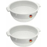 WESTMARK Seiher 2 Stk., groß, mit 2 Griffmulden und 4 Aufsatzrasten zum Waschen und, PE, spülmaschinengeeignet, Made in Germany