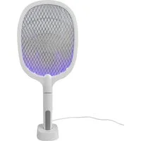 Windhager Fliegenklatsche elektrisch 2in1, Insektenvernichter durch UV-Licht, Fliegenfänger aufladbar, Lichtfalle inkl. Halterung und USB Ladekabel