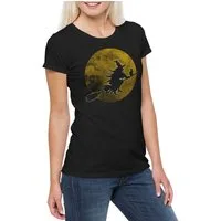 Urban Backwoods Print-Shirt Witch Moon Damen T-Shirt Hexe Mond Hexen Besen Schwarzer Kater Katze (1-tlg) Walpurgisnacht Walpurgis Night Samhain