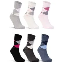 sockenkauf24 Basicsocken 6 oder 12 Paar Damen Socken Kariert Baumwolle (6-Paar, 35-38) Komfortbund Karomuster (E-800) WP