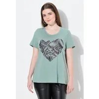 Ulla Popken T-Shirt T-Shirt Trachtenmotiv Classic Rundhals Halbarm