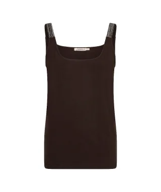 Esqualo - Top mit Lurex-Trägern braun - Gr. - XS