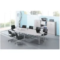 HAMMERBACHER Konferenztisch Chicago, B 280 cm, Tonnenform, bis 10 Personen, mit Tischbeinen / Kabeldose