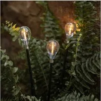 Lights4fun LED Gartenleuchte 3er Set Solar Stableuchten Birnen
