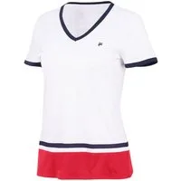 Fila Tennisshirt Elisabeth (V-Ausschnitt) weiss/rot Damen