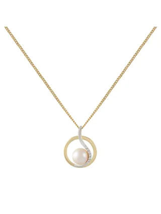 Fascination by Ellen K. Halskette Gold 375 Perle weiß 7-7,5mm und Zirkonia weiß