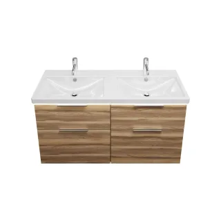 Burgbad Keramik Waschtisch-Set Eqio Frassino Dekor Cappuccino/Alpinweiss, SEZD123F3437C0001 SEZD123F3437C0001