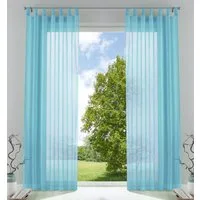 Gardinenbox Gardine (2 St), Schlaufen, transparent, Voile, Transparent Vorhang Set Voile Bleibandabschluss 61000CN